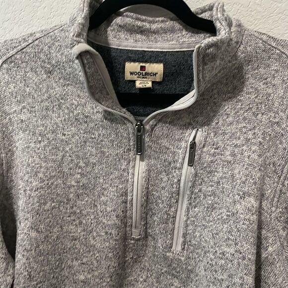 WOOLRICH Men's Grey Fleece 1/2 Zip Pullover Sweater, Size L - Picture 2 of 10